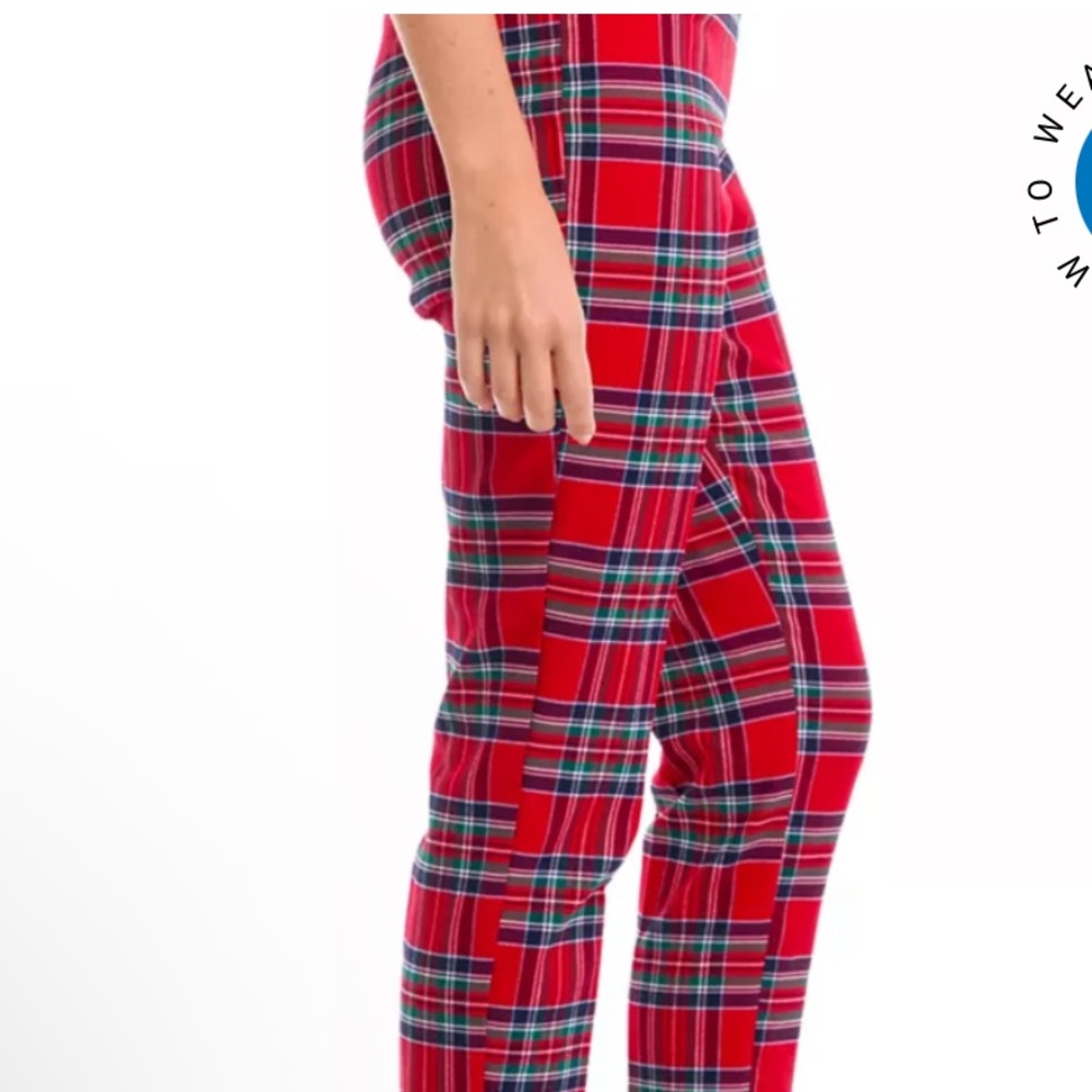 Crown & Ivy Millennium like new Red stretchy Plaid Pants size 12 - Picture 3 of 4